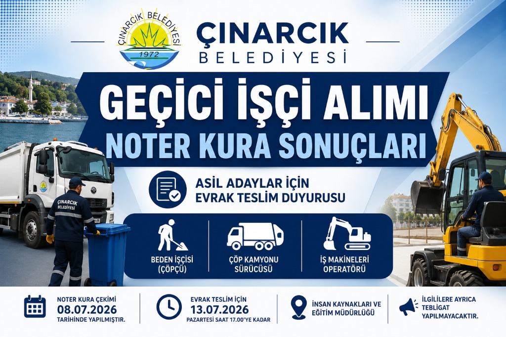 Çınarcık Belediye Başkanlığına Geçici İşçi Alım İlanı