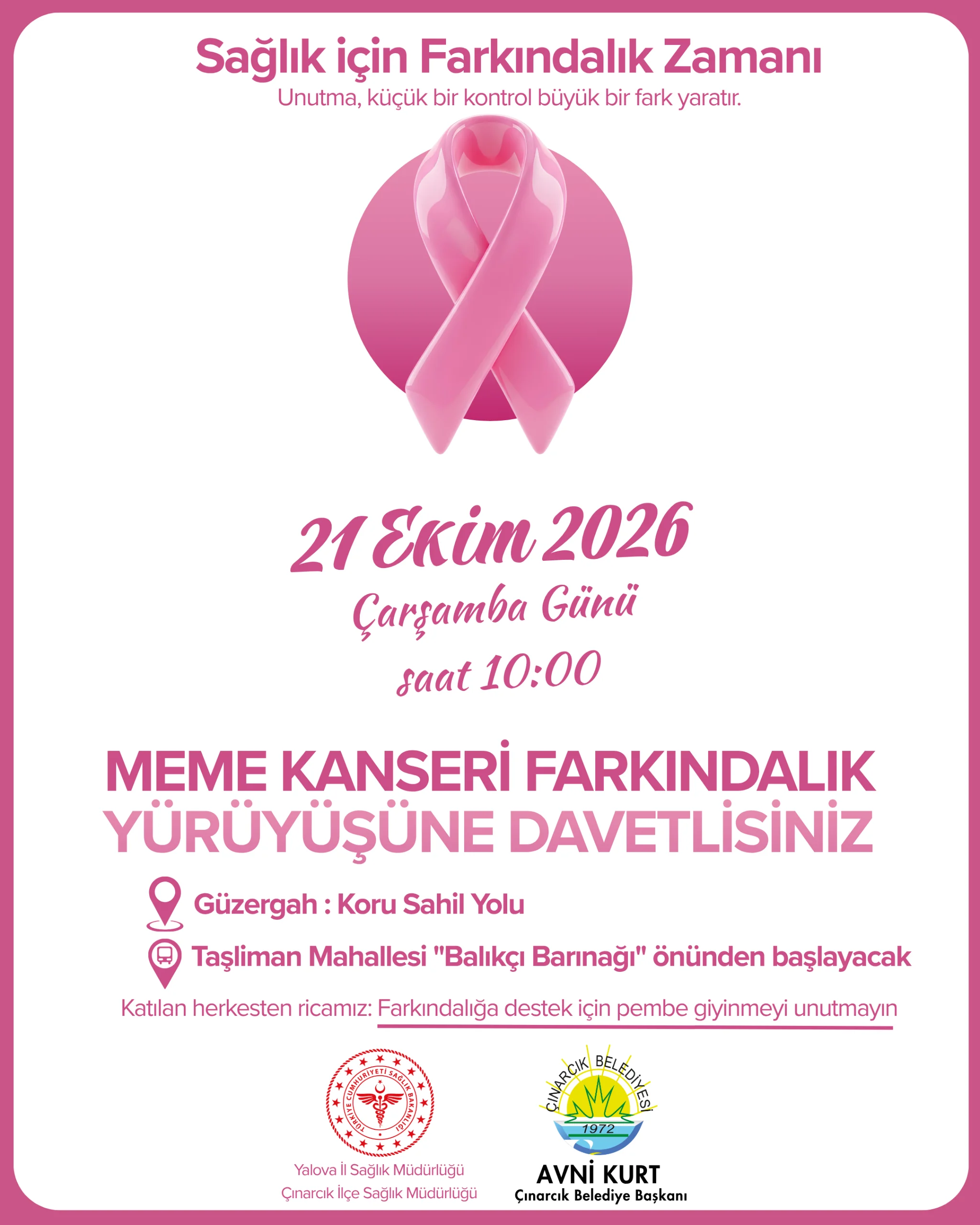 MEME KANSERİ FARKINDALIK YÜRÜYÜŞÜNE DAVETLİSİNİZ!