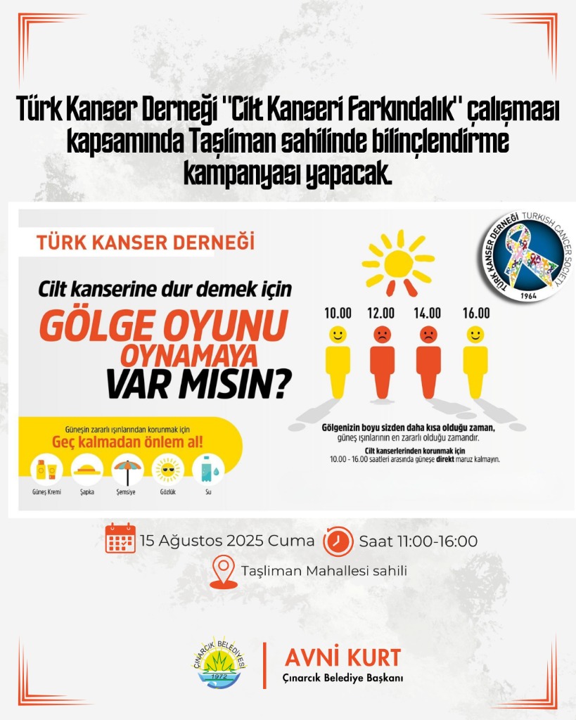 Türk Kanser Derneği "Cilt Kanseri Farkındalık" Çalışması Yapacak