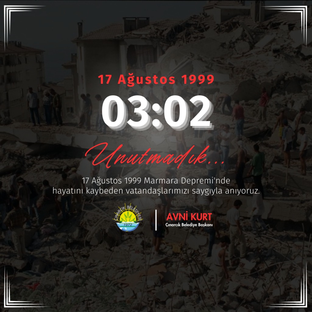 Başkanımız Avni Kurt’un 17 Ağustos Marmara Depremi Mesajı
