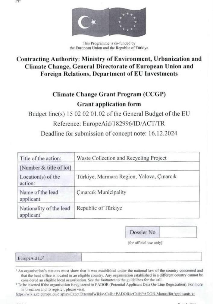 Ab-türkiye İklim Değişikliği Hibe Programı’na (ab-tr CCGP) Başvuruda Bulunduk