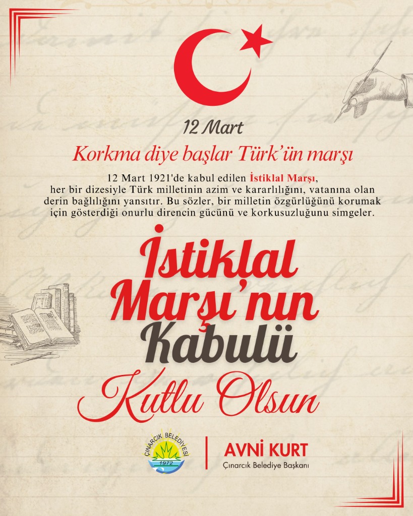 Başkanımız Avni Kurt'un "12 Mart İstiklal Marşı’nın Kabulü” Mesajı