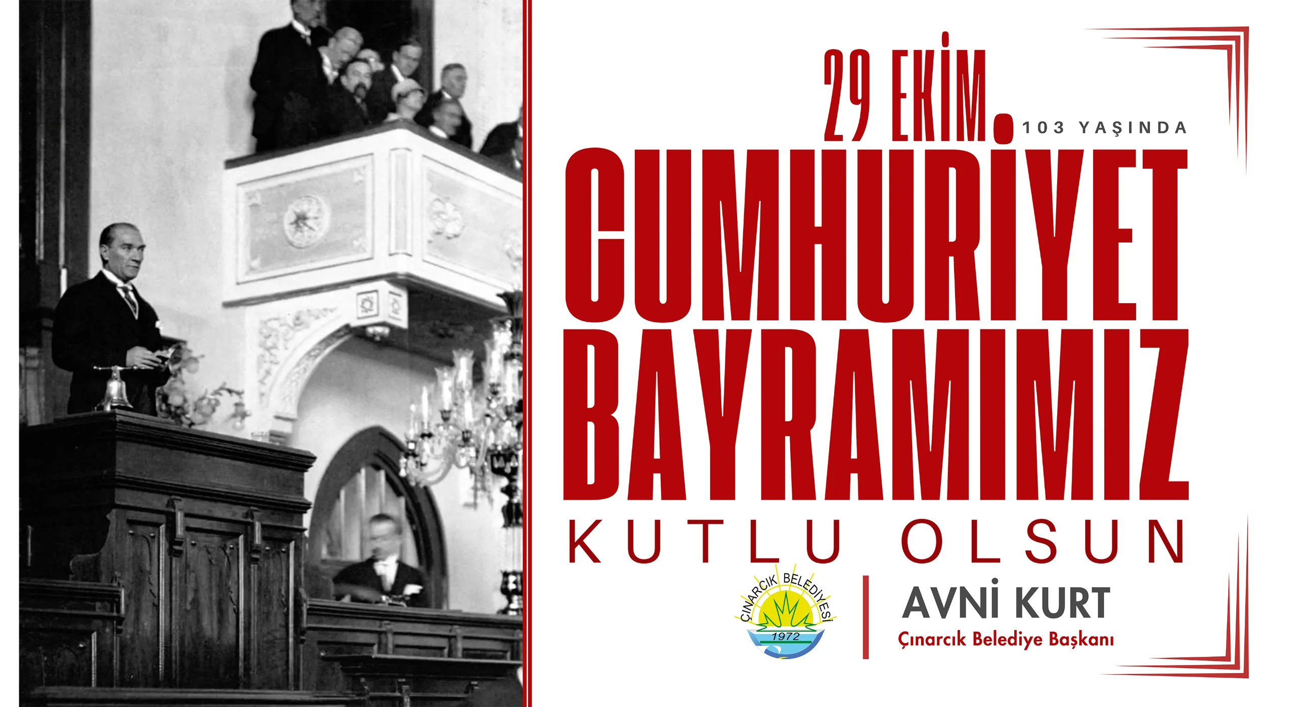 BELEDİYE BAŞKANIMIZ AVNİ KURT'UN CUMHURİYET BAYRAMI MESAJI
